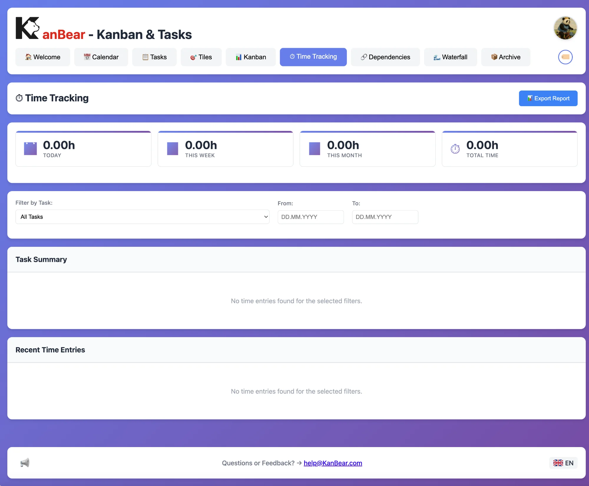 KanBear Time Tracking View
